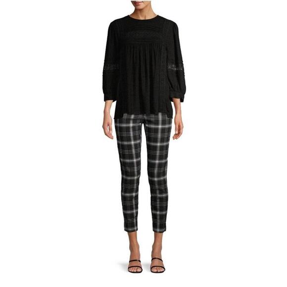 Time & Tru High Rise Millennium Skinny Plaid Pants Black white Size 16 Womens - Picture 1 of 6